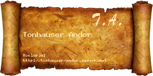 Tonhauser Andor névjegykártya